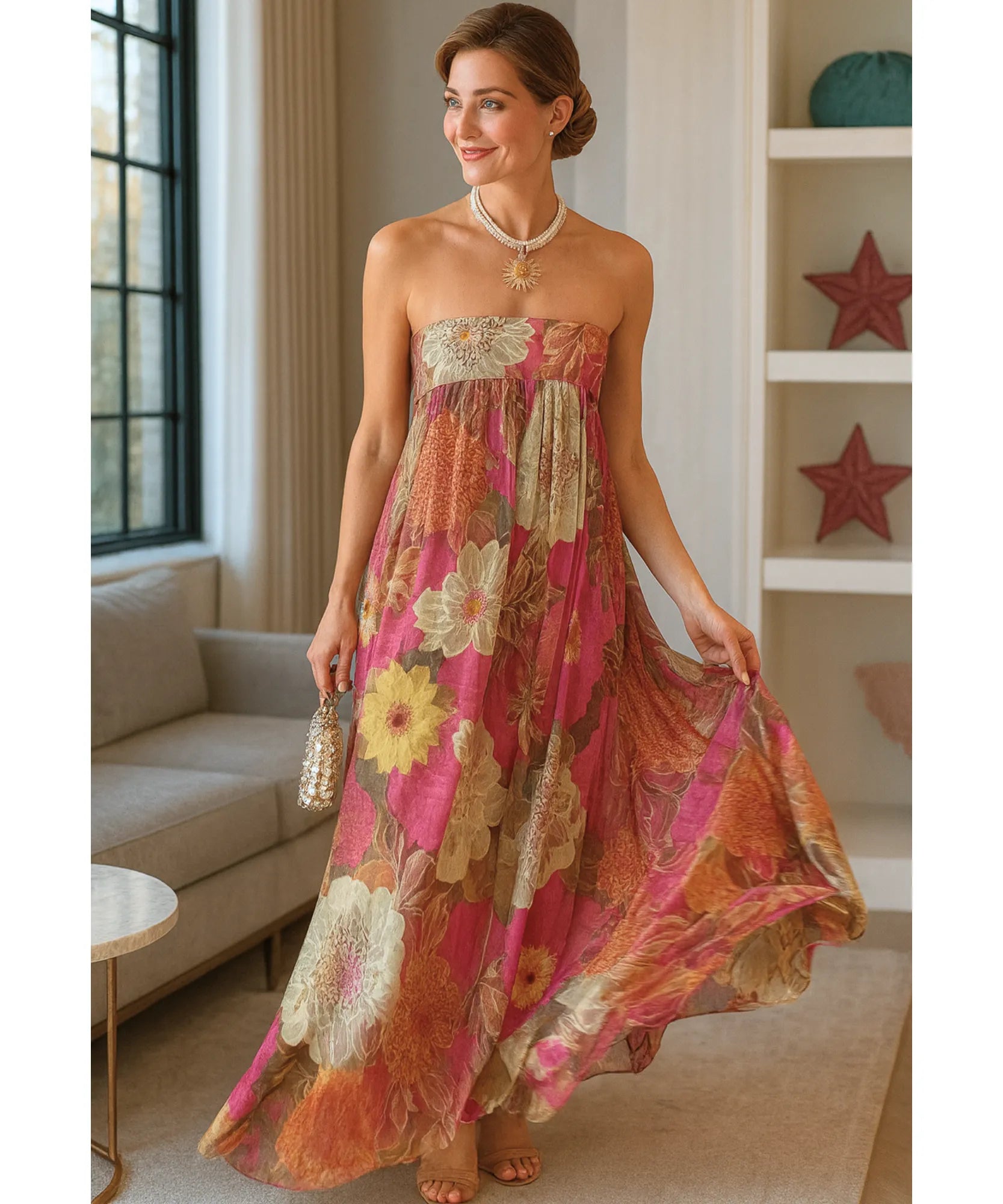 Vestido Longo Tomara que Caia Floral Premium Verão  | Amaryllis