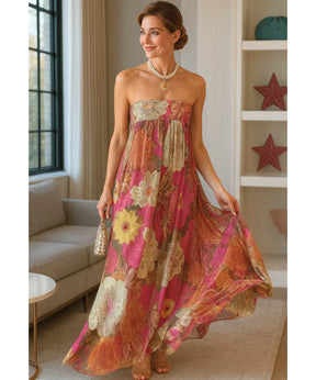 Vestido Longo Tomara que Caia Floral Premium Verão  | Amaryllis