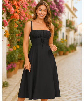 Vestido Midi com Corset para Casamento e Formatura Elegante | Bia
