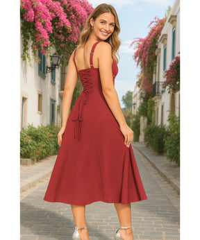 Vestido Midi com Corset para Casamento e Formatura Elegante | Bia