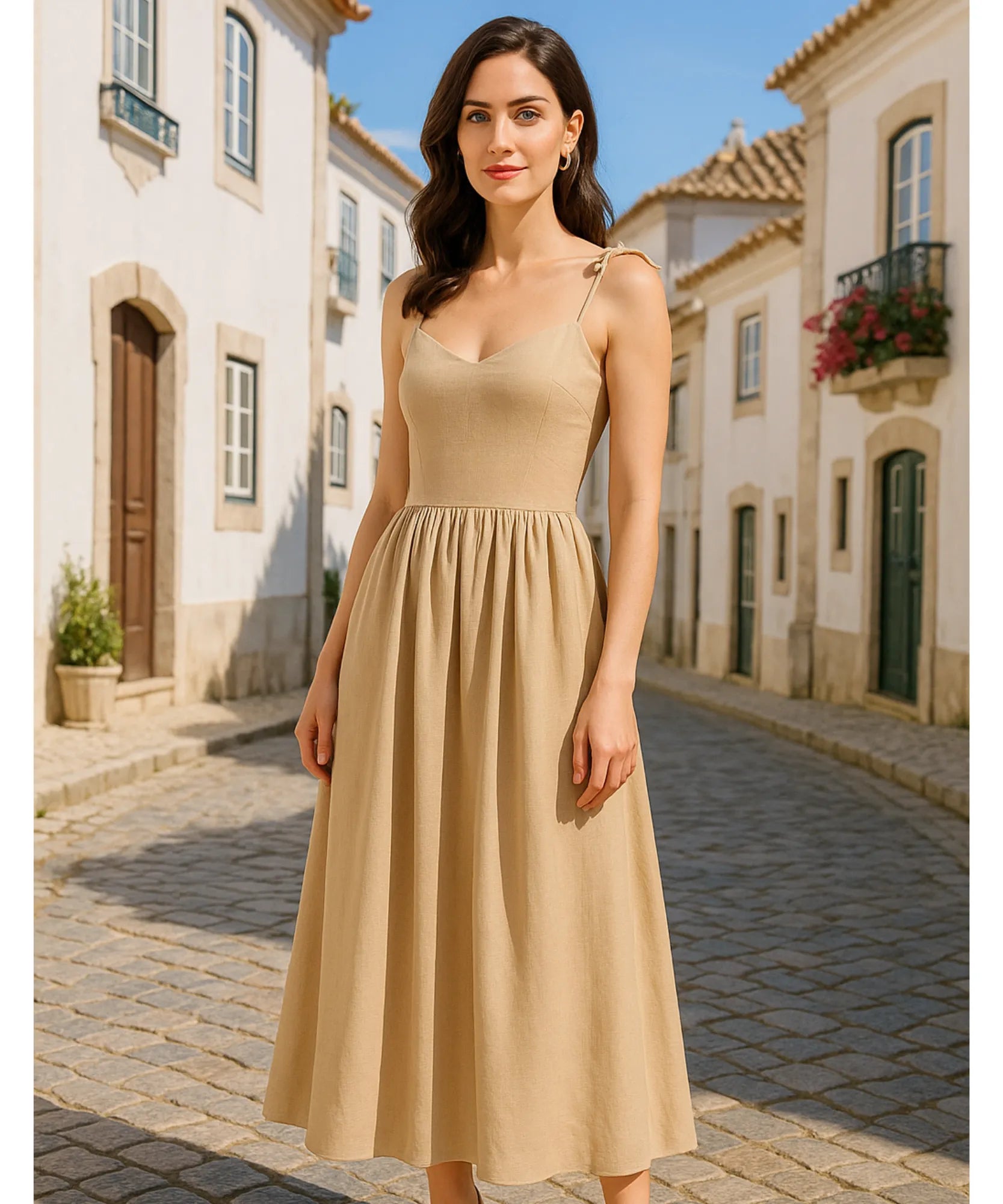 Vestido Midi Elegante Feminino Regata Boho Amarração | Lalá