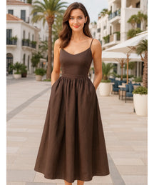 Vestido Midi Elegante Feminino Regata Boho Amarração | Lalá