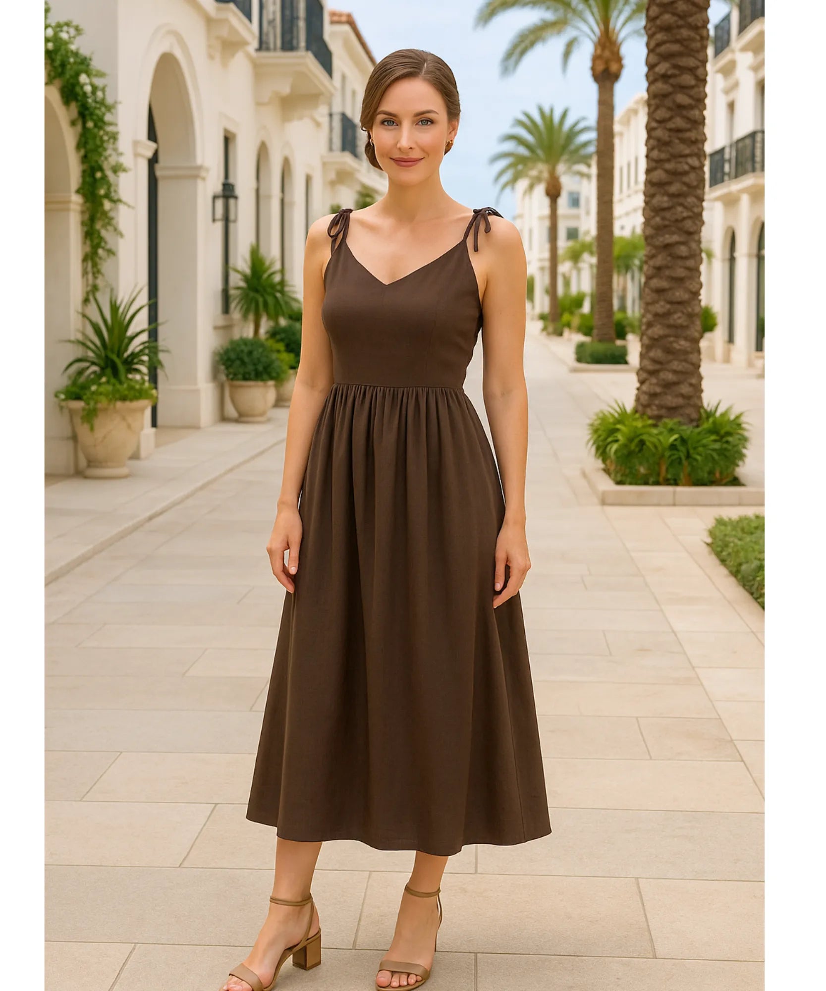 Vestido Midi Elegante Feminino Regata Boho Amarração | Lalá