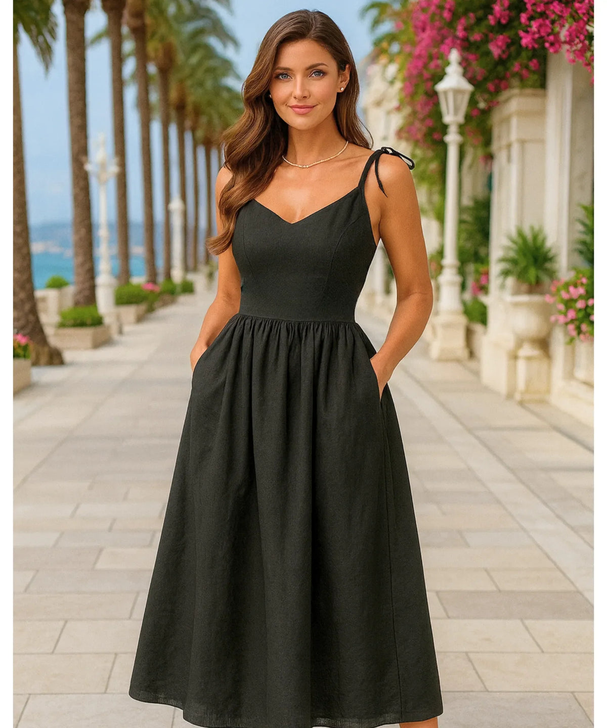 Vestido Midi Elegante Feminino Regata Boho Amarração | Lalá