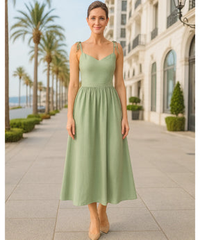 Vestido Midi Elegante Feminino Regata Boho Amarração | Lalá