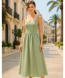 Vestido Midi Elegante Feminino Regata Boho Amarração | Lalá