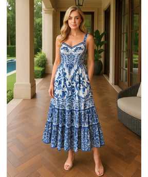 Vestido Midi Feminino Boho Estampado Festa Verão | Booz