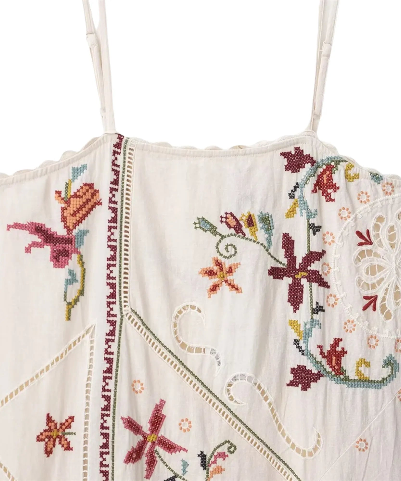 Vestido Midi Feminino Bordado Boho Assimétrico | Joh