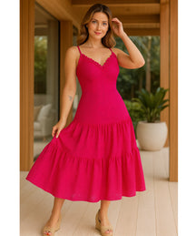 Vestido Midi Alças Laise Transpassado Feminino | Moanali