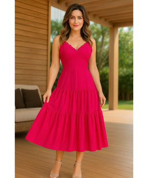 Vestido Midi Alças Laise Transpassado Feminino | Moanali