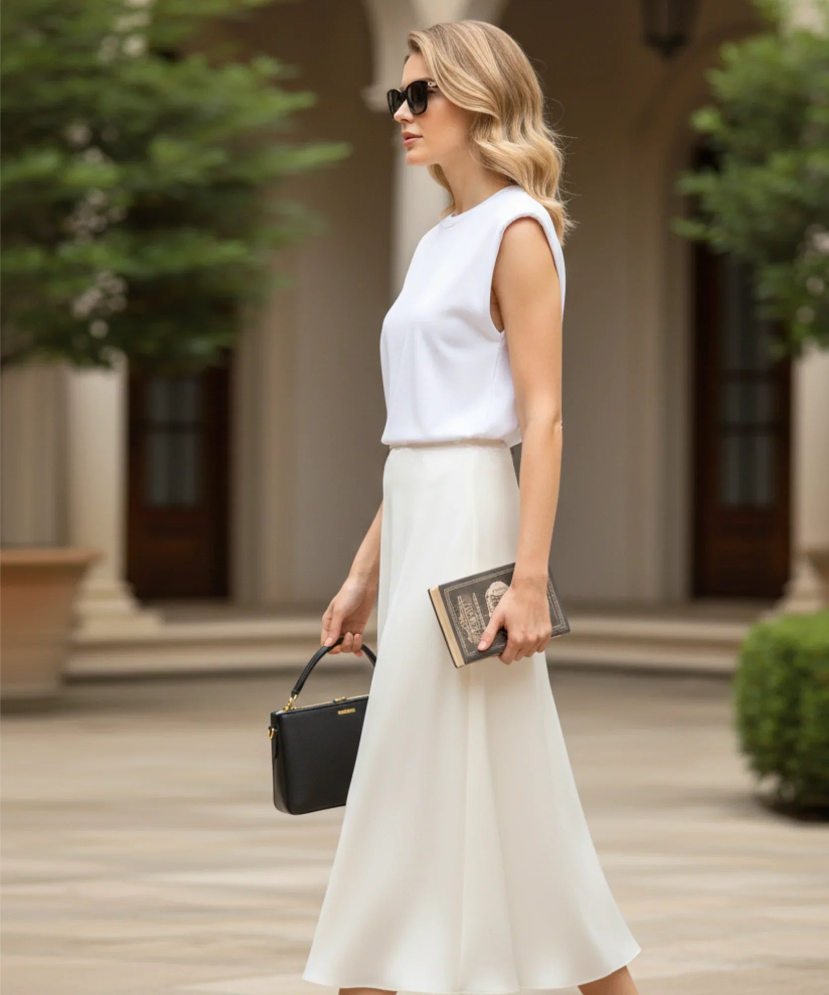 Vestido Midi Feminino Listrado Casual de Malha Elegante | Nellie