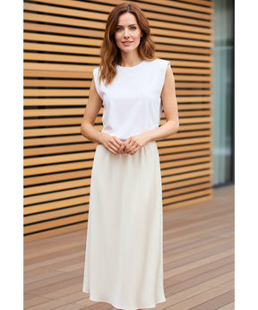 Vestido Midi Feminino Listrado Casual de Malha Elegante | Nellie