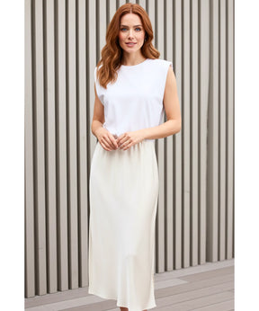 Vestido Midi Feminino Listrado Casual de Malha Elegante | Nellie