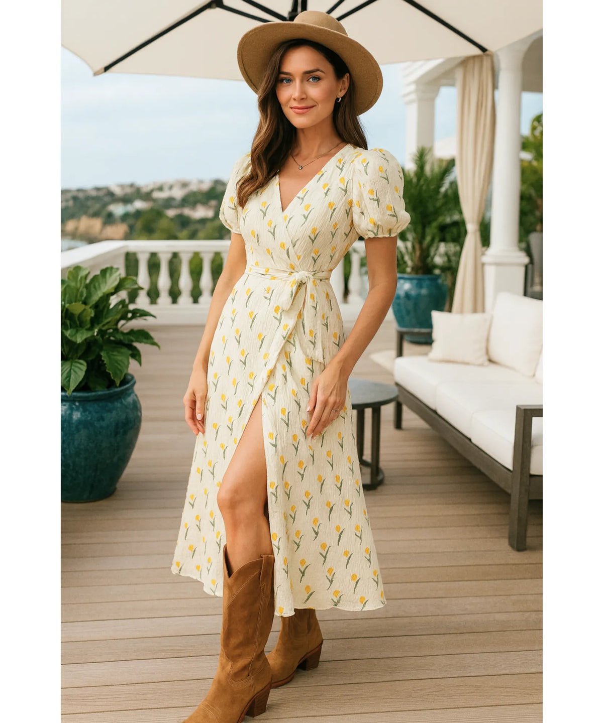 Vestido Midi Florido Feminino Transpassado Boho | Malui