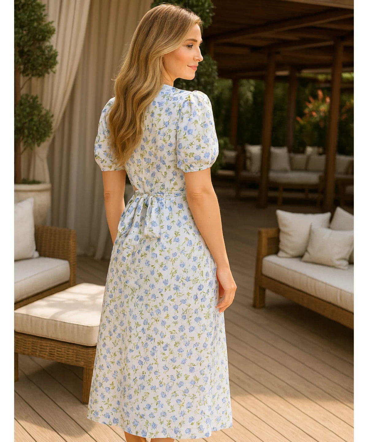 Vestido Midi Florido Feminino Transpassado Boho | Malui