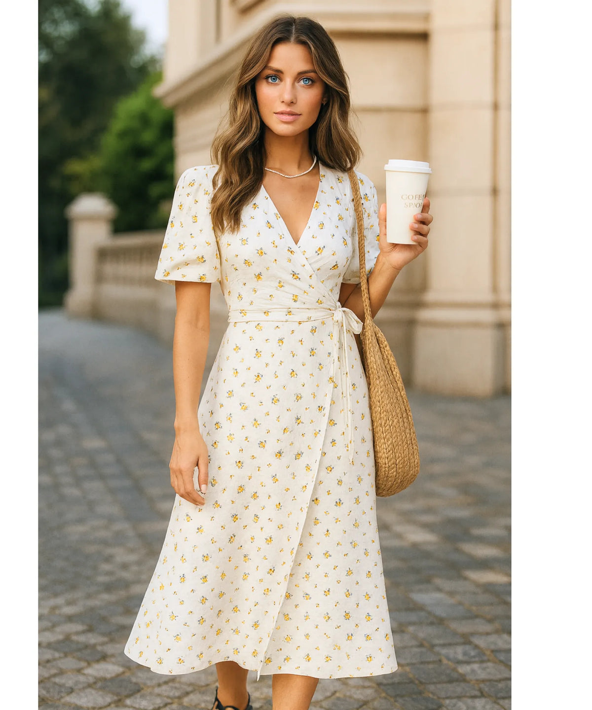 Vestido Midi Florido Feminino Transpassado Boho | Malui