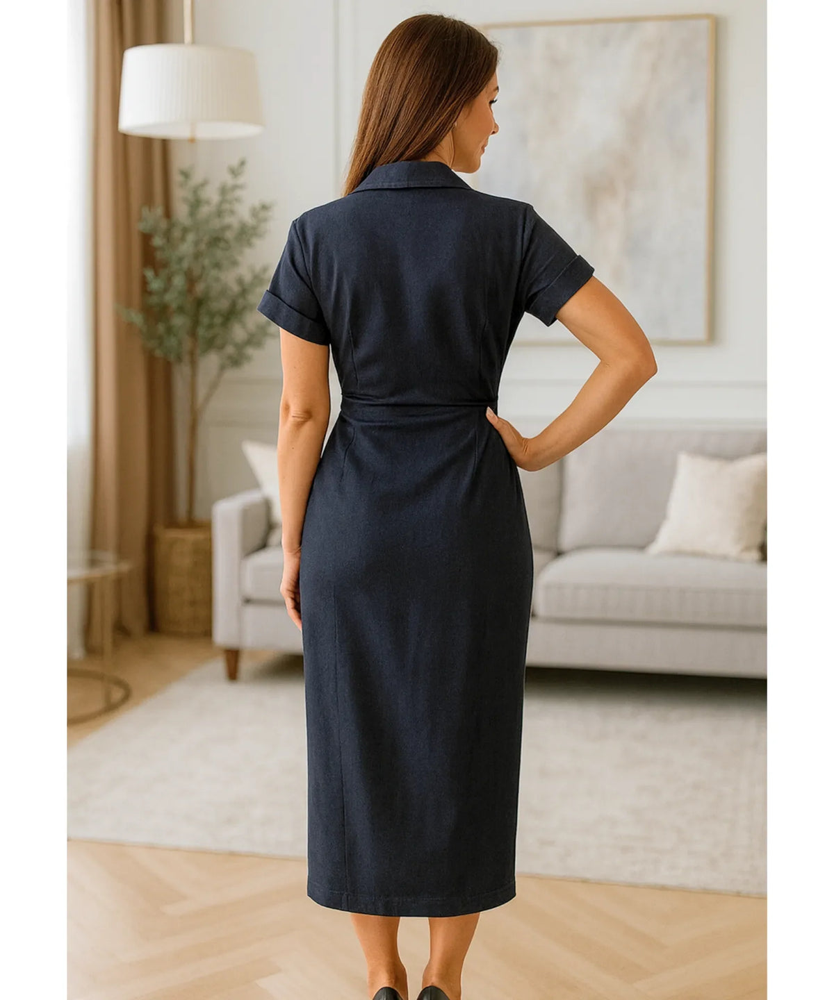 Vestido Midi Jeans Feminino Casual Elegante | Lae