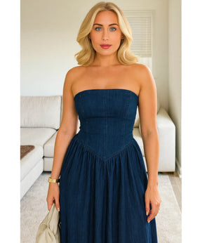 Vestido Midi Jeans Tomara Que Caia Feminino Casual | Jen