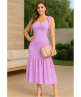 Vestido Midi Malha Laise Babado Feminino Social Elegante | Kalea