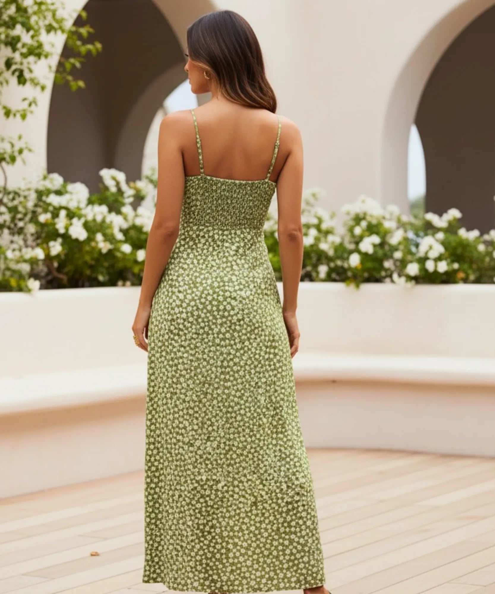 Vestido Midi Verde Florido Boho Feminino Verão | Bohemi