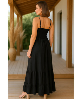 Vestido Preto Longo Feminino Elegante Alça | Nani