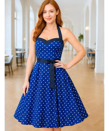 Vestido Vintage de Poá com Laço Feminino | Zelli