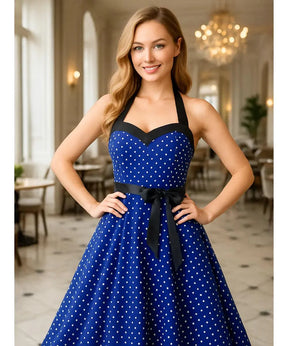 Vestido Vintage de Poá com Laço Feminino | Zelli