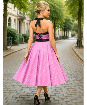 Vestido Vintage de Poá com Laço Feminino | Zelli