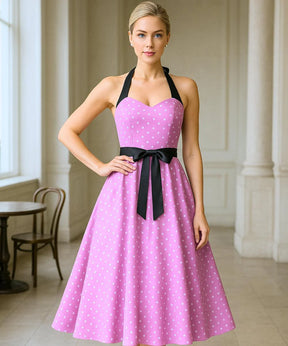 Vestido Vintage de Poá com Laço Feminino | Zelli