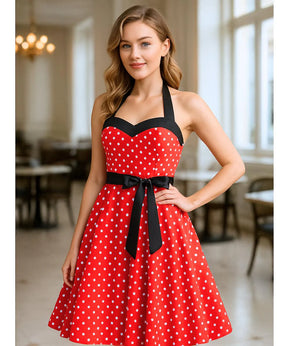 Vestido Vintage de Poá com Laço Feminino | Zelli