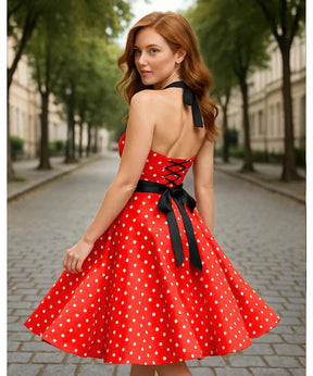 Vestido Vintage de Poá com Laço Feminino | Zelli